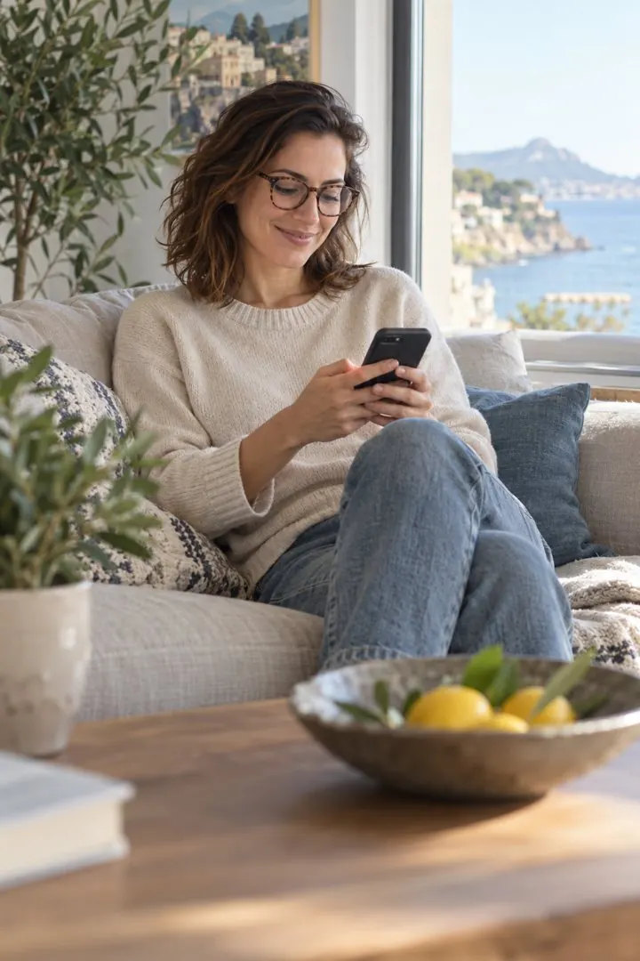 Dirigeante qui consulte ses chiffres sur son téléphone